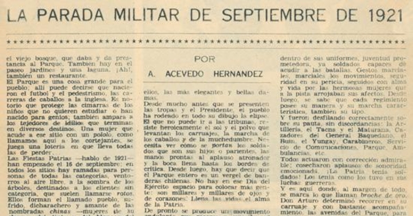 La parada militar de septiembre de 1921