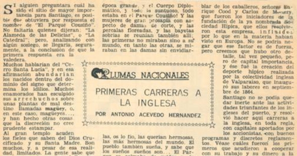 Plumas nacionales : Primeras carreras a la inglesa