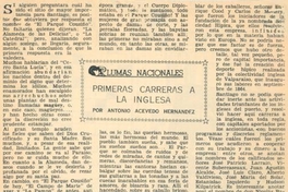 Plumas nacionales : Primeras carreras a la inglesa