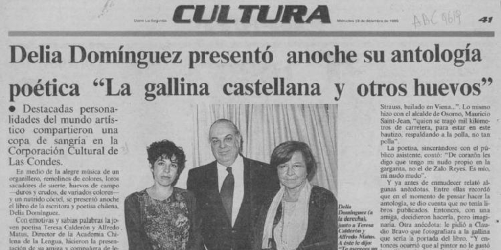 Delia Domínguez presentó anoche su antología poética "La gallina castellana y otros huevos"