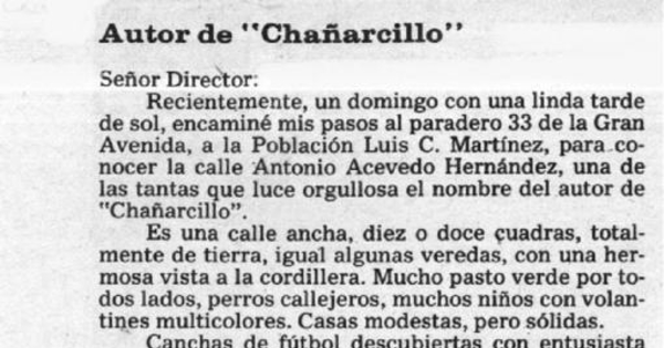 Autor de "Chañarcillo"