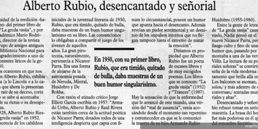 Alberto Rubio, desencantado y señorial
