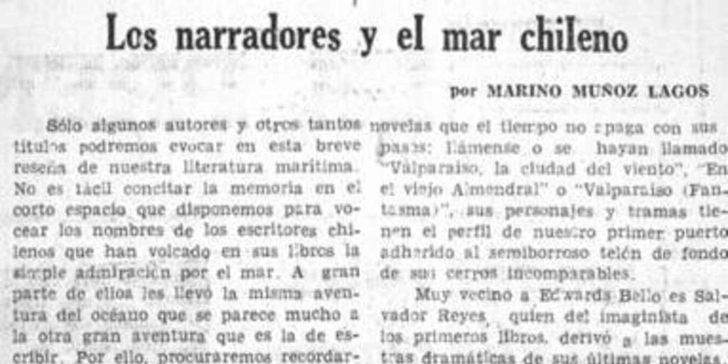 Los narradores y el mar chileno