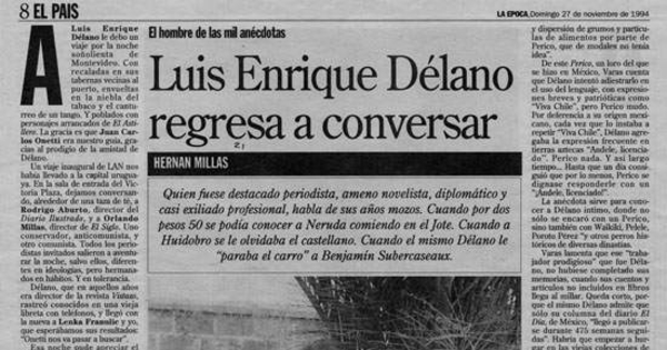Luis Enrique Délano regresa a conversar