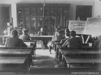 Alumnos en clases, Escuela Normal de Preceptores, Santiago, 1902