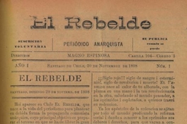 El Rebelde : diario anarquista : año 1, n° 1, 20 de noviembre de 1898