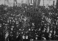Marcha en conmemoración del 1º de Mayo, con pancartas anarquistas, 1912