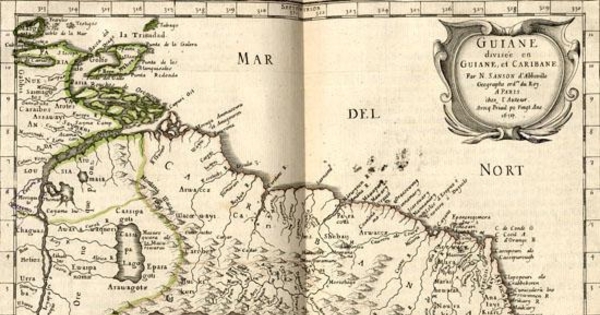 Guiana diviseé en Guiane, et Caribana, 1657