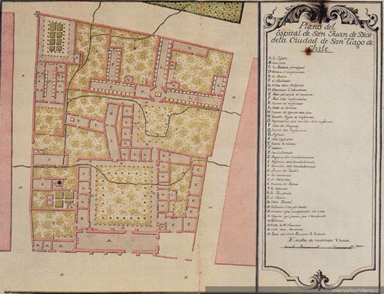 Plano del Hospital de San Juan de Dios de la ciudad de Santiago de Chile, 1767