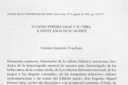 Eugenio Pereira Salas y su obra, a veinte años de su muerte