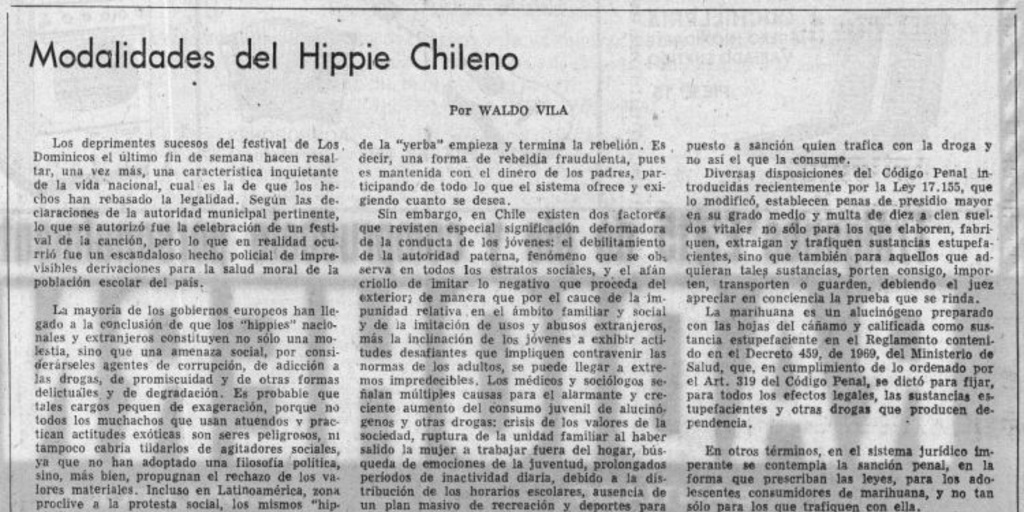Modalidades del hippie chileno