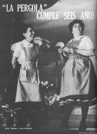 Elena Moreno y Yoya Martínez, actrices integrantes del elenco de la sexta temporada de La Pérgola de las Flores, 1965