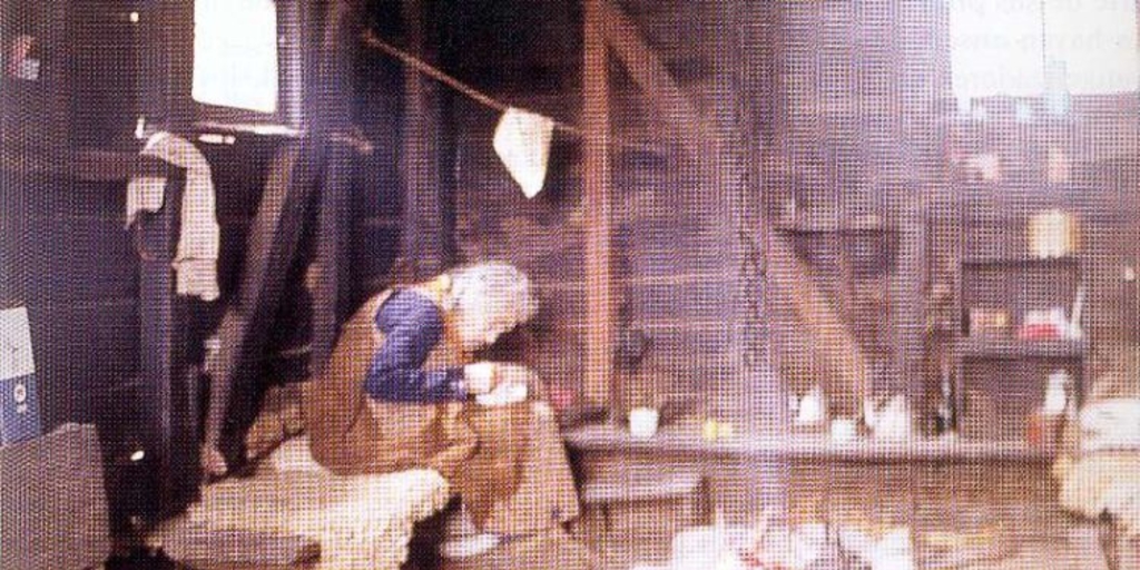 Dueña de casa en su cocina en Quenac, Chiloé, ca. 1970