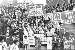 Manifestación en Sewell para la candidatura de Gabriel González Videla, 1946