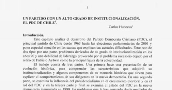 Un partido con alto grado de institucionalización. El PDC de Chile