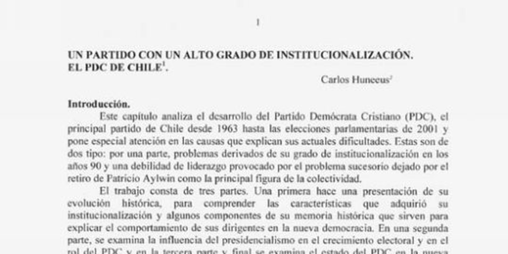 Un partido con alto grado de institucionalización. El PDC de Chile