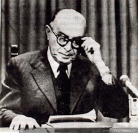 Gabriel González Videla enjuiciando al Gobierno de Allende, desde la pantalla de canal 13, 23 octubre de 1972