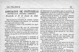 Asociación de Costureras. Protección, ahorro i defensa : Fundada el 26 de junio de 1906