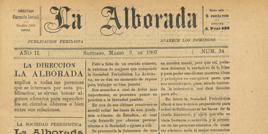 La sociedad periodística La Alborada