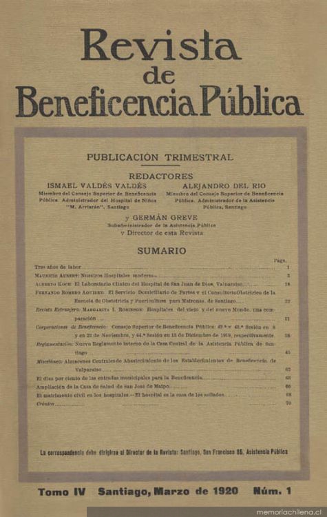 El Servicio domiciliario de partos y el Consultorio Obstétrico de la Escuela de Obstetricia y Puericultura para matronas de Santiago