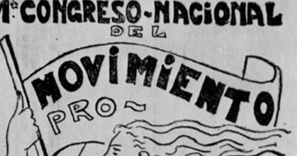 Afiche del Primer Congreso Nacional del Movimiento Pro Emancipación de las Mujeres de Chile, 1937