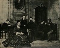 Amalia Errázuriz y su familia leen, estudian o juegan en el salón, París, 1871