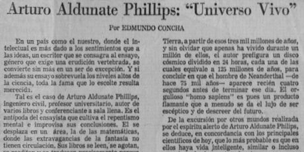 Arturo Aldunate Phillips : Universo vivo