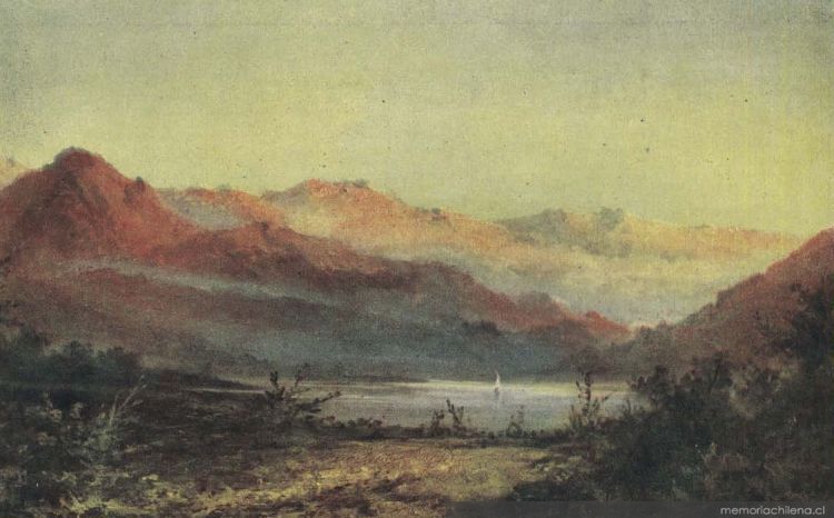 Paisaje con cordillera y laguna, 1870