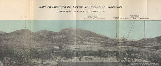Vista panorámica del campo de batalla de Chacabuco, 1817