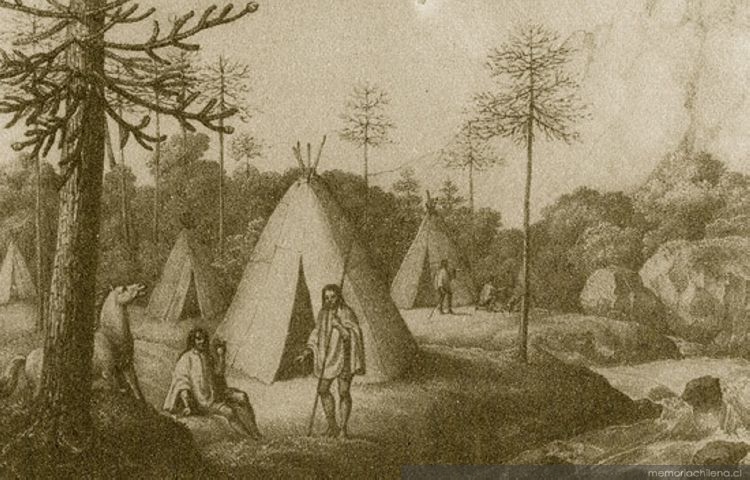 Campamento pehuenche, hacia 1840
