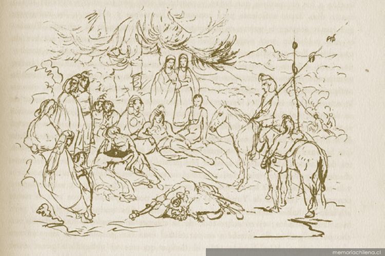 Rescate de dos jóvenes cristianas entre los pehuenches, hacia 1840