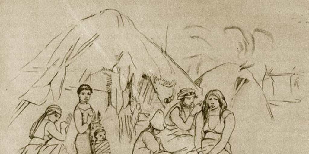 Familia Pehuenche en Antuco, hacia 1840