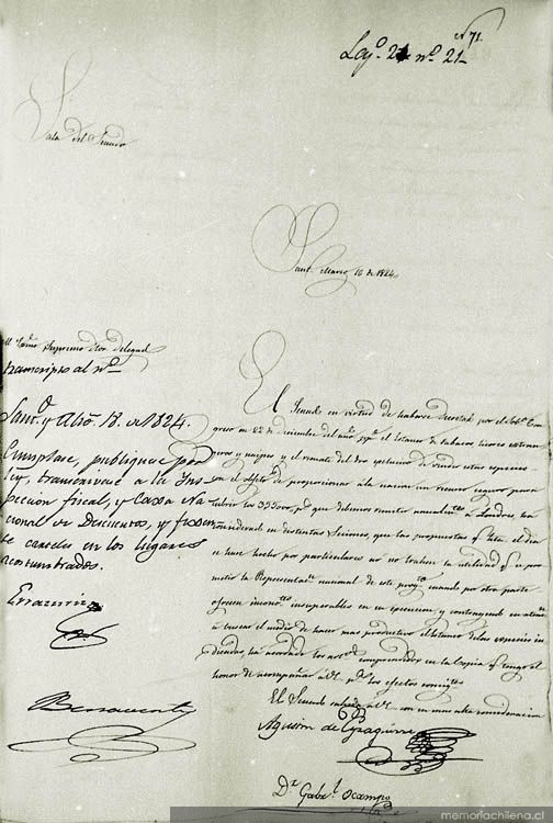 Decreto de aprobación del contrato de estanco a la compañía Portales y Cea. 23/8/1824 - Oficio del senado en que se remite al ejecutivo el acuerdo sobre el estanco del tabaco. 16/3/1824