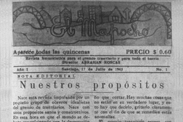 El Mapocho: revista humorística para el gremio tranviario y para todo el barrio : año 1-3, n° 1-3, 17 de julio-2 de septiembre 1943