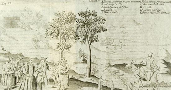 Personas y animales del Perú, 1748