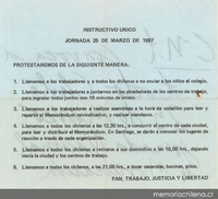 Instructivo Único, jornada 25 de marzo 1987