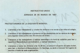 Instructivo Único, jornada 25 de marzo 1987