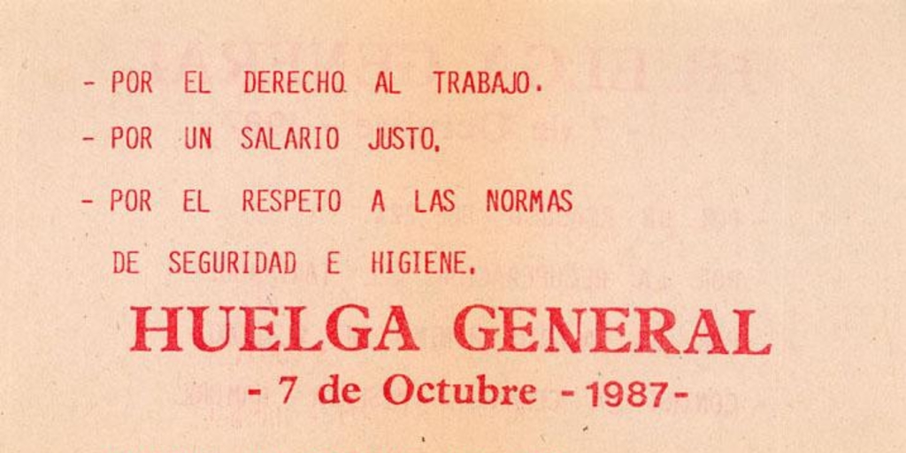 Por el derecho al trabajo, 7 de octubre 1987