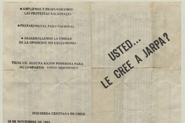 Usted... le cree a Jarpa?, 18 de noviembre 1983