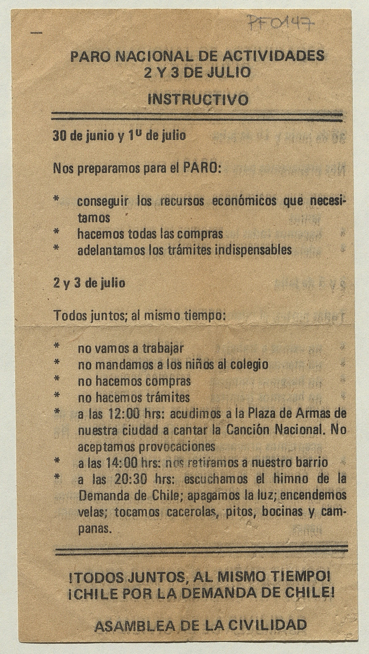 Paro Nacional de Actividades, 1983-1988