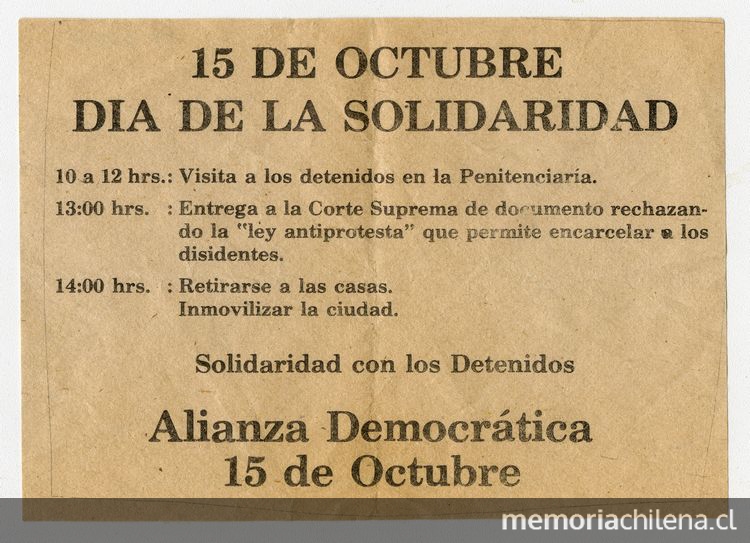 15 de octubre : Día de la solidaridad