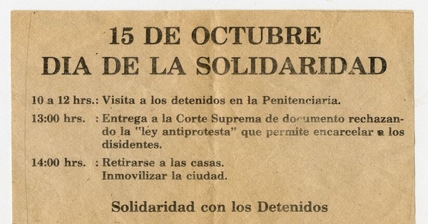 15 de octubre : Día de la solidaridad