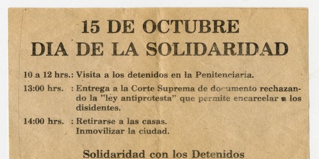 15 de octubre : Día de la solidaridad