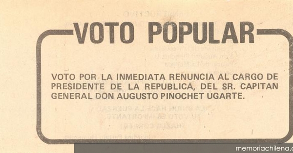 Voto Popular, 1983-1988