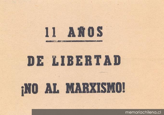 11 años de libertad ¡No al marxismo!, 1983-1988