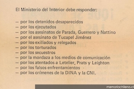 El Ministerio del Interior debe responder, 1983-1988
