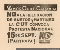 Vamos Chile Caramba, no a la relegación de Bustos y Martínez : la CUT convoca, 1983-1988