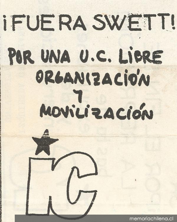 Fuera Swett : por una UC libre, 1983-1988