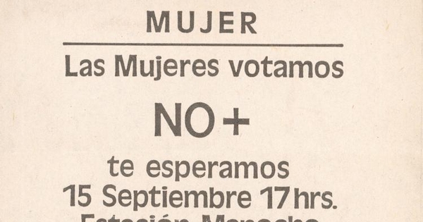 Mujer : las mujeres votamos No, 15 de septiembre 1988