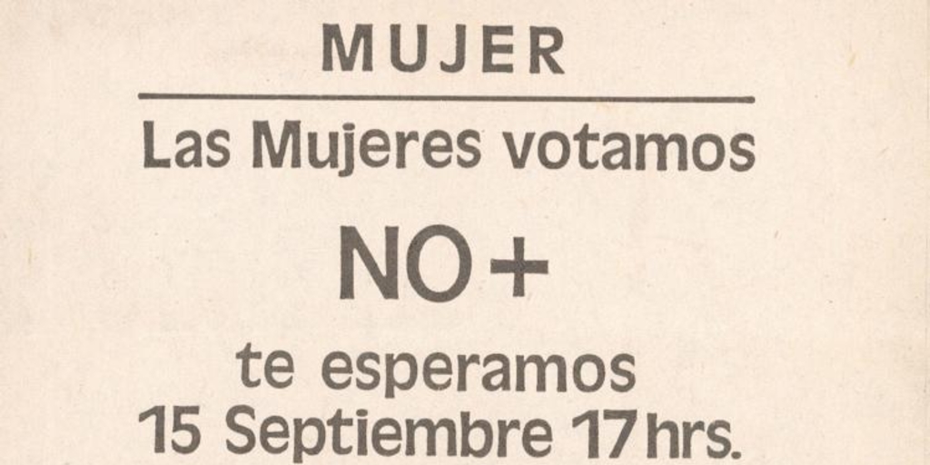 Mujer : las mujeres votamos No, 15 de septiembre 1988